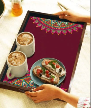 Aesthetically Printed  Designer wooden Trays for serving (Starting 12x18 Inches)