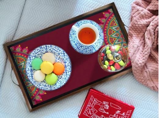 Aesthetically Printed  Designer wooden Trays for serving (Starting 12x18 Inches)