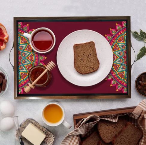 Aesthetically Printed  Designer wooden Trays for serving (Starting 12x18 Inches)