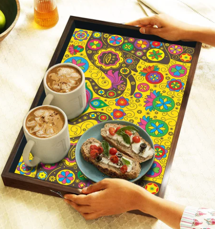 Ethnic Design Wooden Serving Tray (Starting 12x18 Inches)