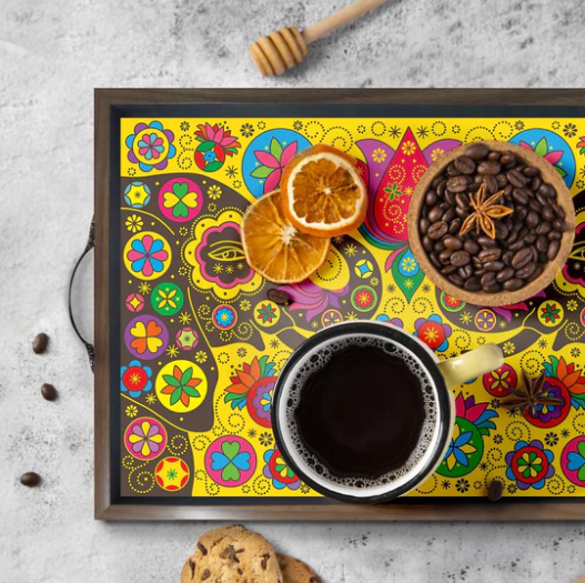 Ethnic Design Wooden Serving Tray (Starting 12x18 Inches)