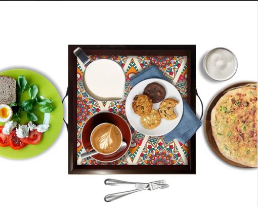 Geometrically design Printed Serving Tray (Starting 9x9 Inches)