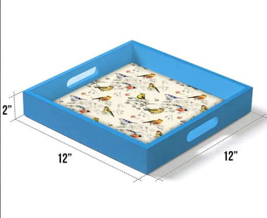 Teal Blue Designer Timber Serving Tray (Starting 9x9 Inches)