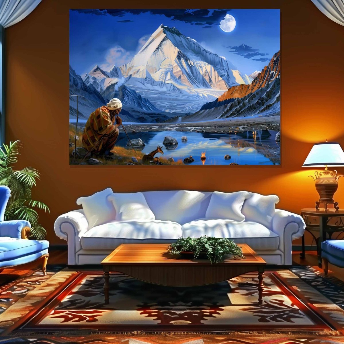 A Mountain Muse Beyond Kailash Canvas Painting (36 x 24 Inches)