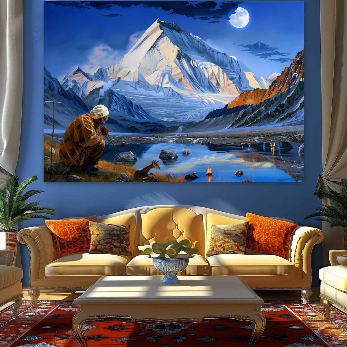 A Mountain Muse Beyond Kailash Canvas Painting (36 x 24 Inches)
