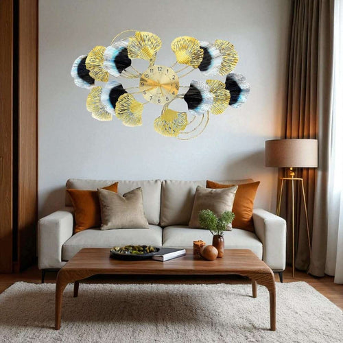 Art Deco Ginkgo Wall Clock (44 x 25 Inches)