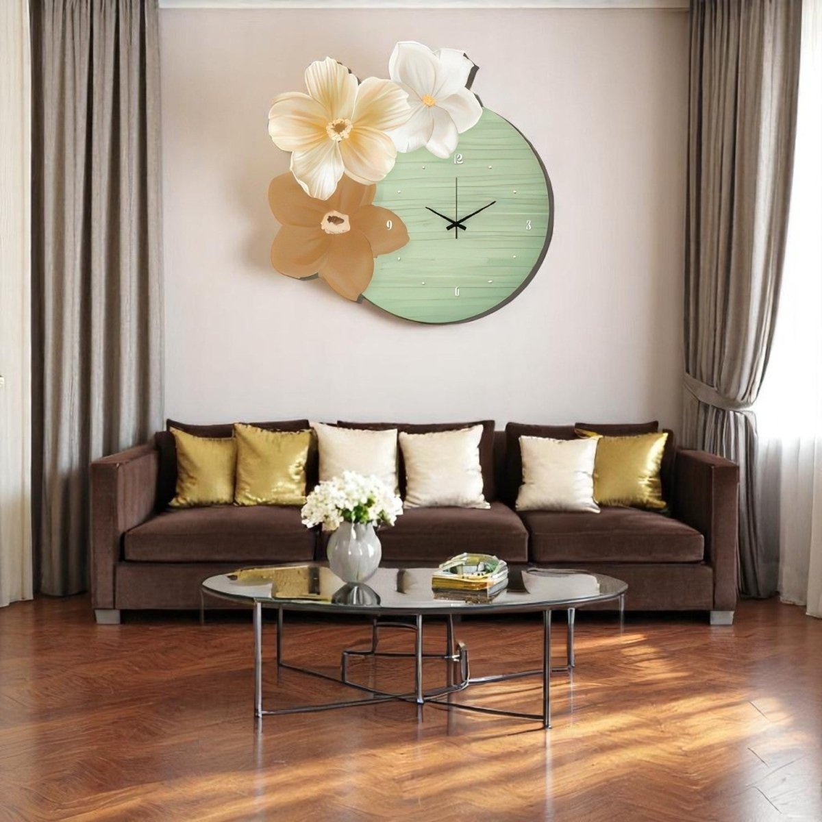 Botanical Beauty Wall Art Clock (Dia 60 CM)
