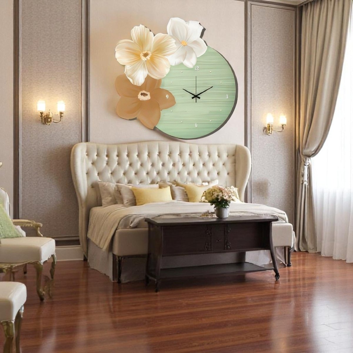 Botanical Beauty Wall Art Clock (Dia 60 CM)