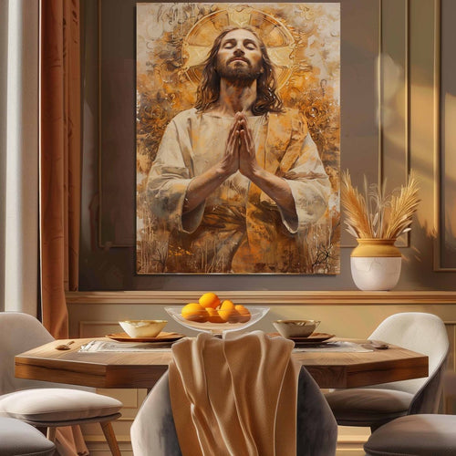 Christ Reaching for the Light Canvas Wall Painting (24 x 36 Inches)