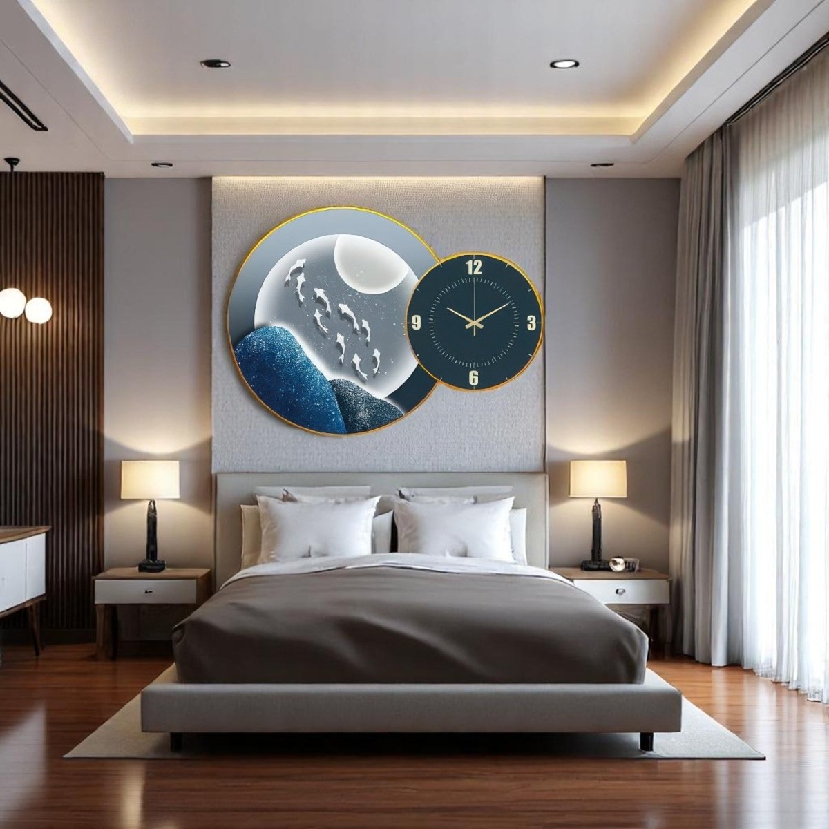 Deep Blue Sea Life Wall Clock Art ( 50 X 50 CM )