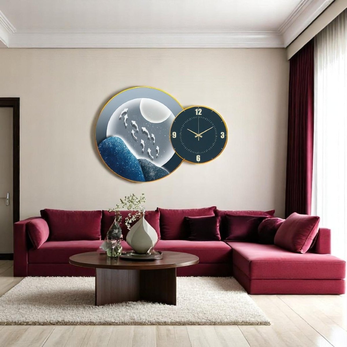 Deep Blue Sea Life Wall Clock Art ( 50 X 50 CM )