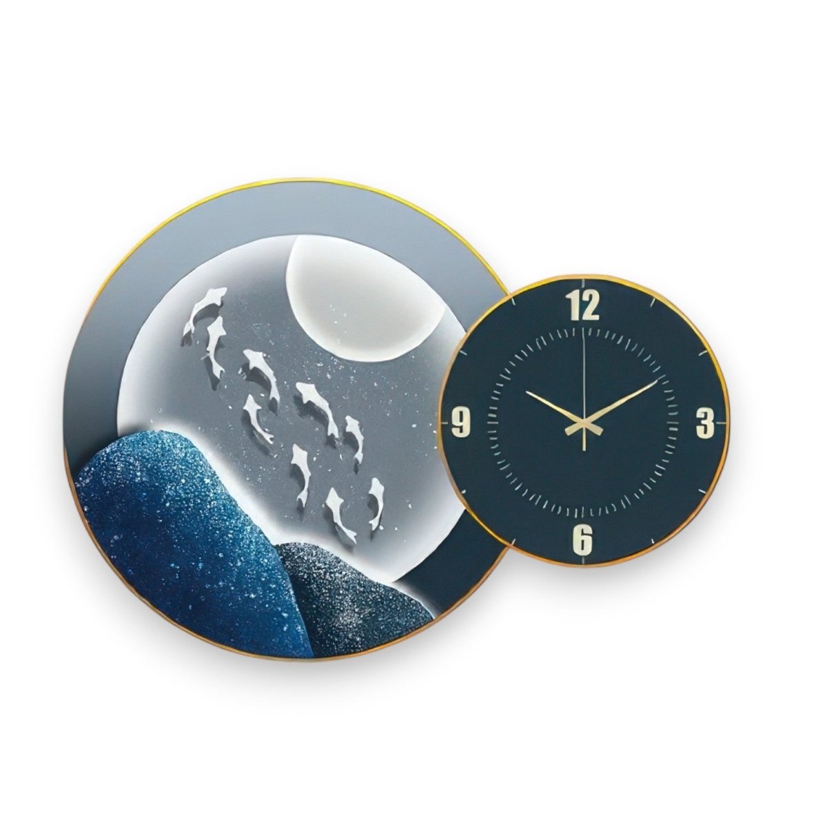 Deep Blue Sea Life Wall Clock Art ( 50 X 50 CM )