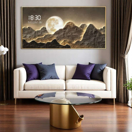 Enchanted Lunar Mountainscape with Time (120 x 60 CM)