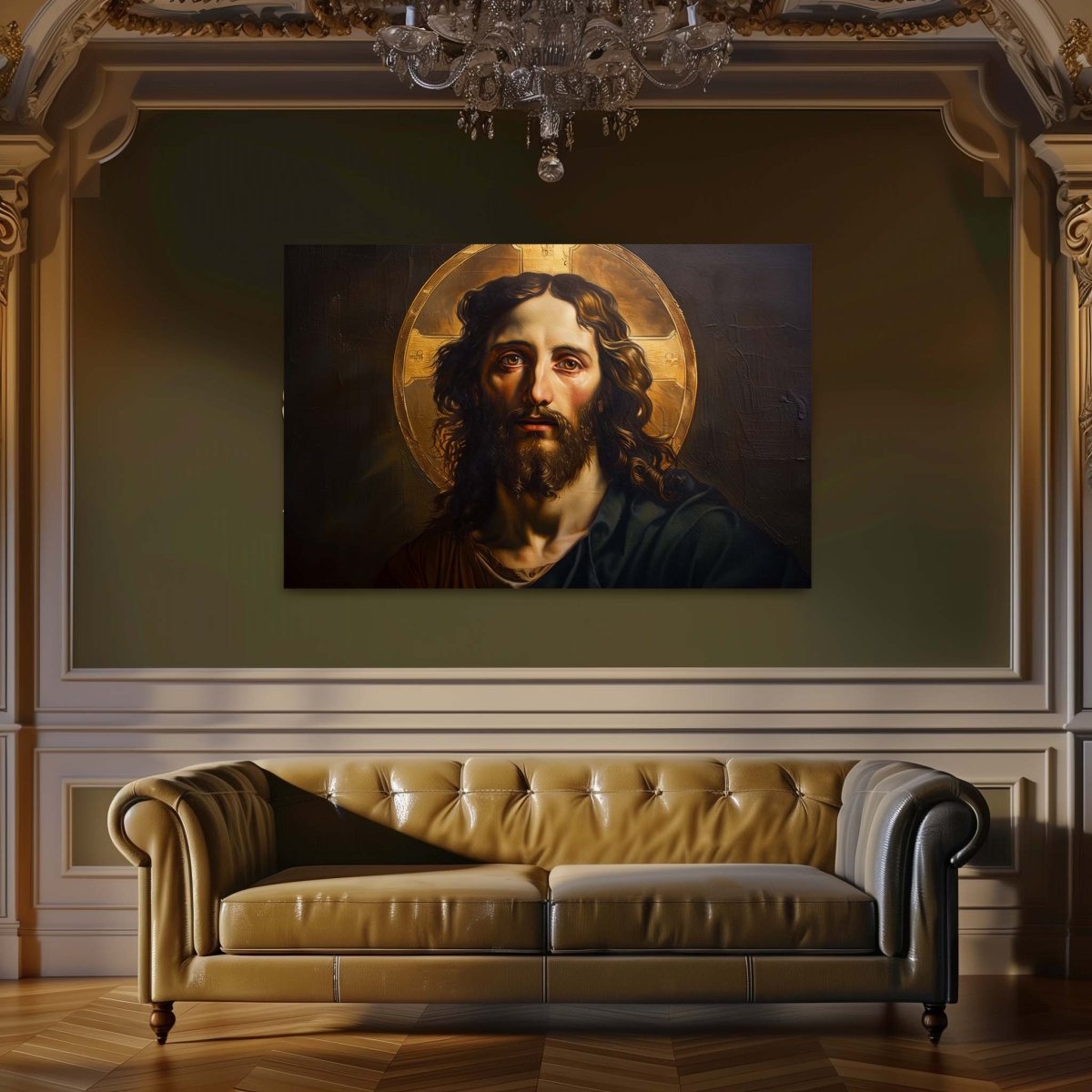Jesus Christ: The Light in the Shadow Canvas Wall Painting (36 x 24 Inches)