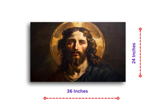 Jesus Christ: The Light in the Shadow Canvas Wall Painting (36 x 24 Inches)