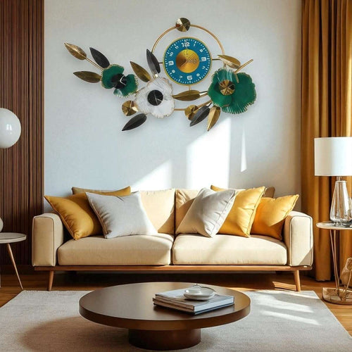 Jeweled Floral Clock (34.7 x 18.5 Inches)