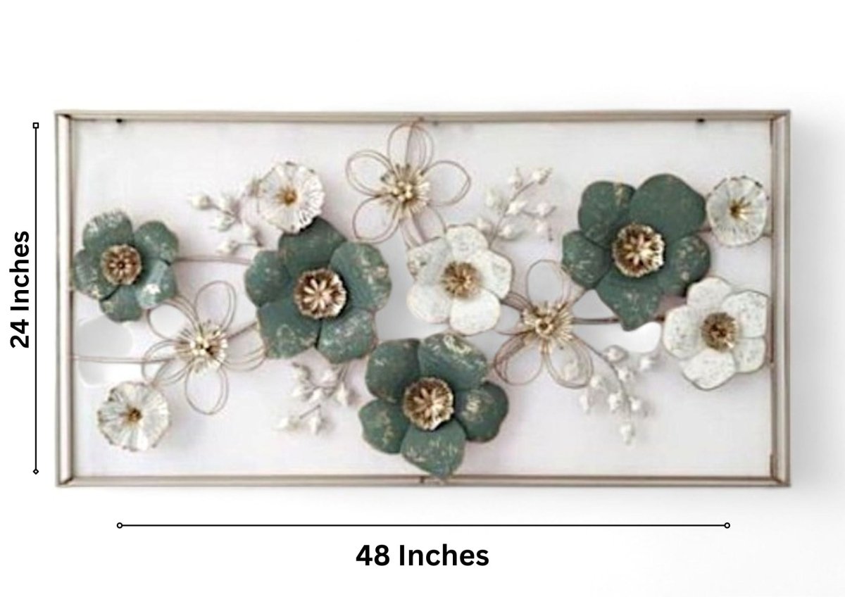 Metallic floral frame wall art (48 x 24 Inches)