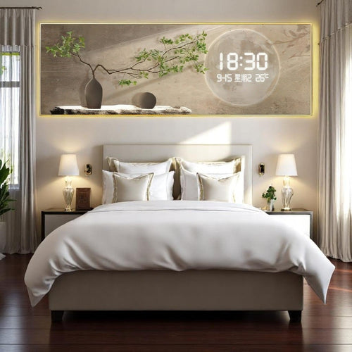 Modern Abstract Greenery LED Clock Wall Decor (120 x 60 CM)