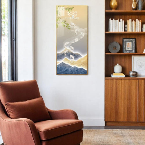 Modern Illuminated Abstract Fish Landscape Timepiece Decor (40 x 90 CM)