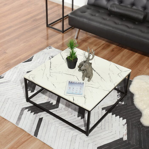 Modern Square Coffee Table with Chrome Legs