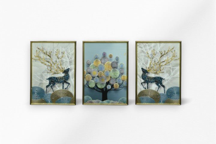The Branching Narrative Crystal Glass Painting Set of 3 (150 x 70 Cm)