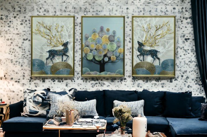 The Branching Narrative Crystal Glass Painting Set of 3 (150 x 70 Cm)