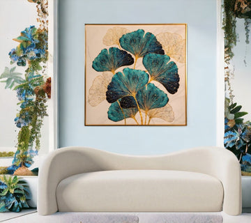 The Crystallized Ginkgo Elegance Crystal Wall Painting (60 x 60 cms)