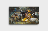 Thumbnail for The Divine Cowherd : Krishna Canvas Wall Painting (36 x 24 Inches)