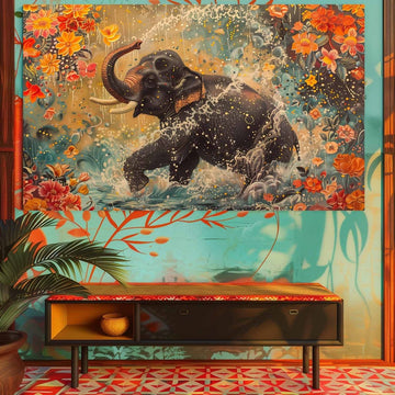 The Elephant:Essence of Joy Canvas Wall Painting (36 x 24 Inches)