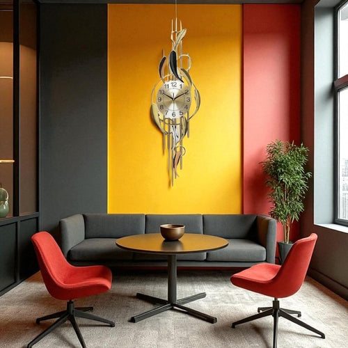 The Gilded Feather Clock (36.2 x 11 Inches)