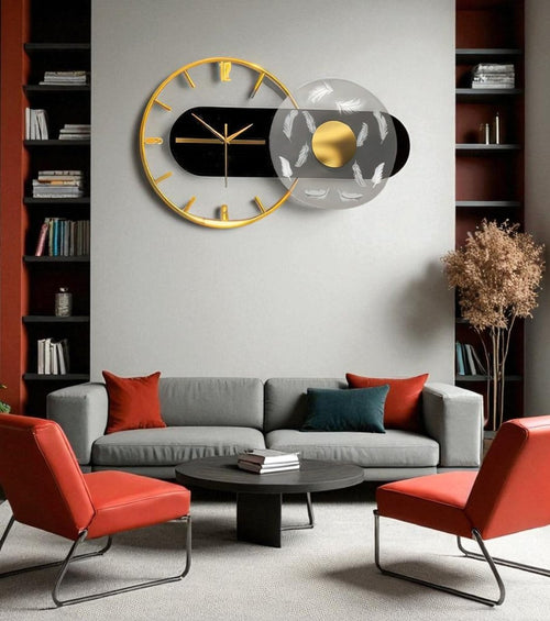 The Golden Feather Fusion Wall Clock (23.6 x 14 Inches)