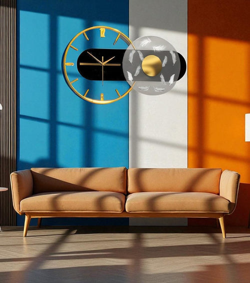The Golden Feather Fusion Wall Clock (23.6 x 14 Inches)