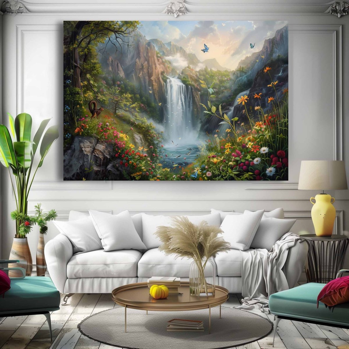 The Whispering Waterfall Canvas Wall Paining (36 x 24 Inches)