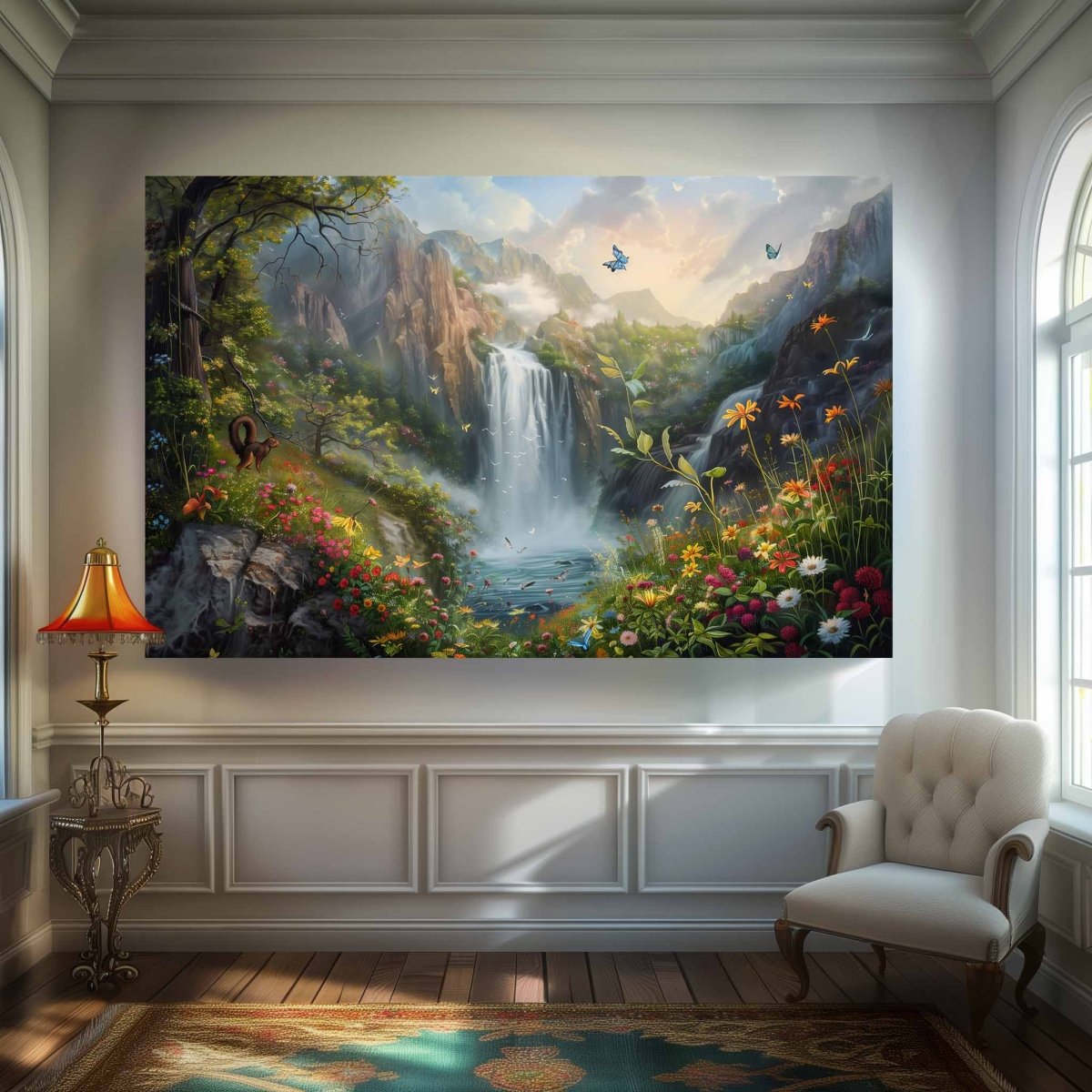 The Whispering Waterfall Canvas Wall Paining (36 x 24 Inches)
