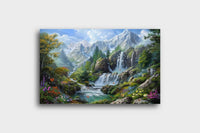 Thumbnail for Waterfall : The Cascade in the Clouds Canvas Wall Painting (36 x 24 Inches)