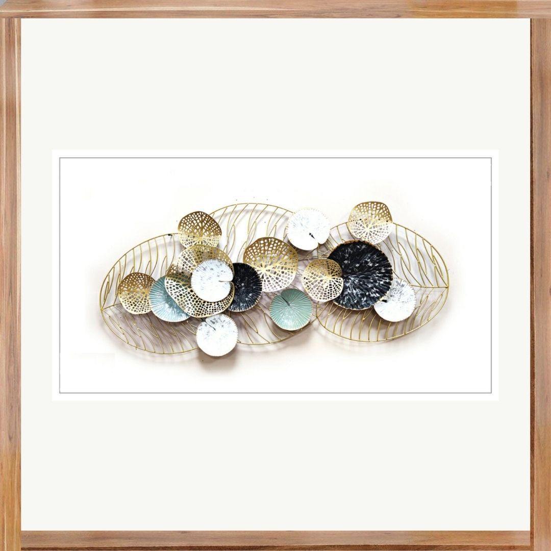 14 iron wall decorative plates on metal basket (50 x 24 Inches)