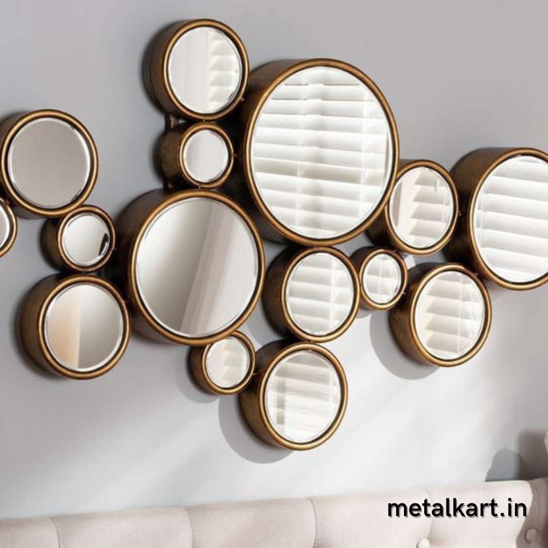 15 Metallic circles Wall Mirror (48 x 32 Inches)