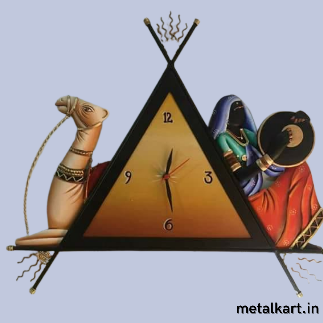 Metalkart special Rangeela Rajasthan wall clock (20 x 20 Inches)