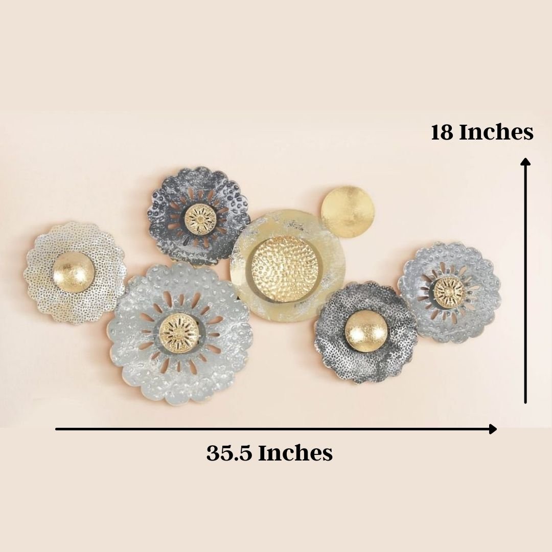 7 Round Metal Leaf Wall Art (35.5 x 18 Inches)