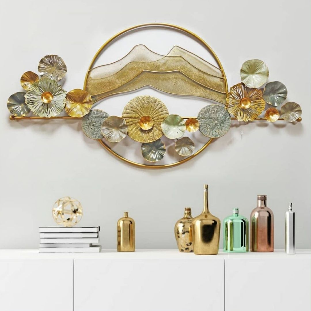 Abstract Hill 17 circle wall art (54 x 28 inches)