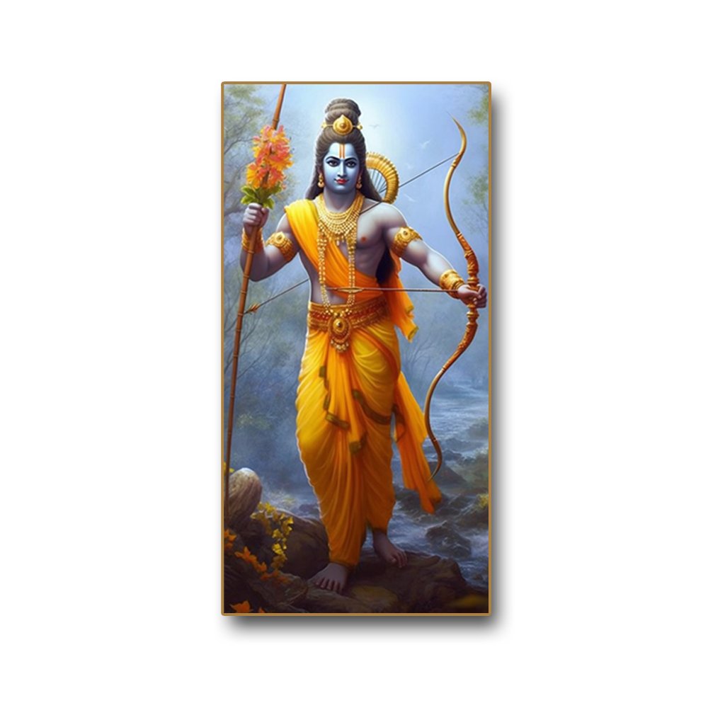 Ajanu Bhuja Sharchapa Dhara Dasharatha Nandan Purushottam Ram (48 x 24 Inches)