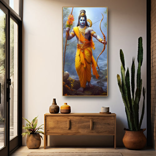 Ajanu Bhuja Sharchapa Dhara Dasharatha Nandan Purushottam Ram (48 x 24 Inches)