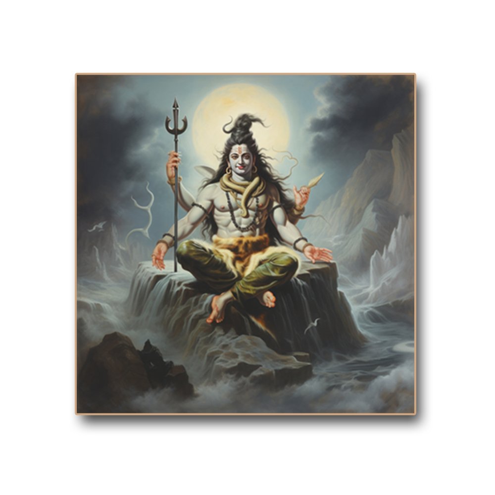 Ananda Murthy Neelkantha Shiva Canvas Wall Designs (36 x 36 Inches)