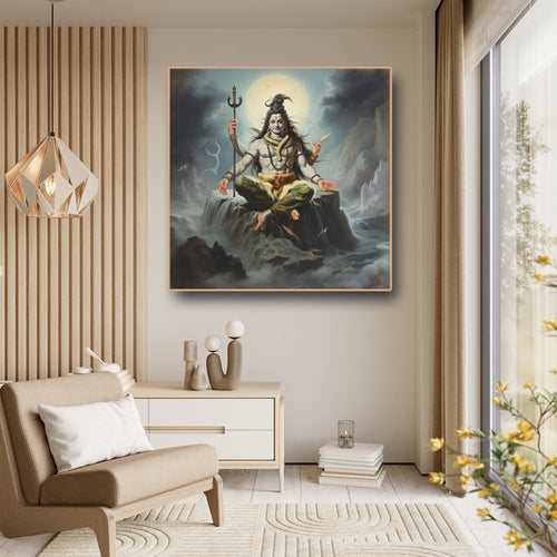 Ananda Murthy Neelkantha Shiva Canvas Wall Designs (36 x 36 Inches)