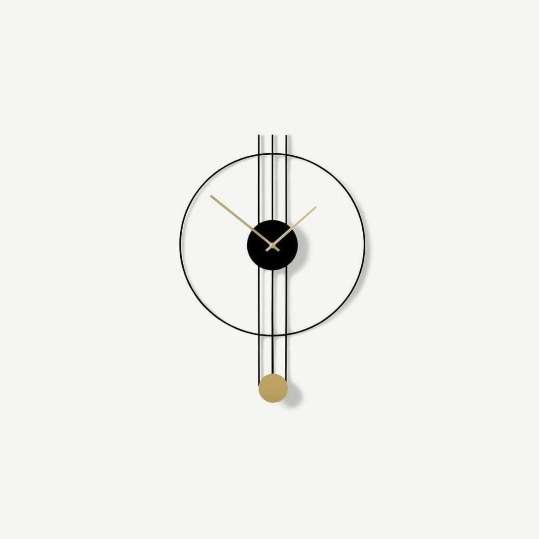 Black Gold Fixed Pendulam wall Clock (24 x 30 Inches)
