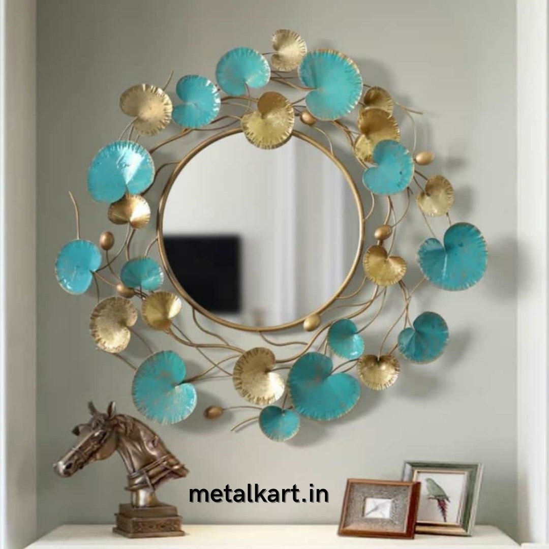 Blue gold Indian cress Mirror (24 Inches)