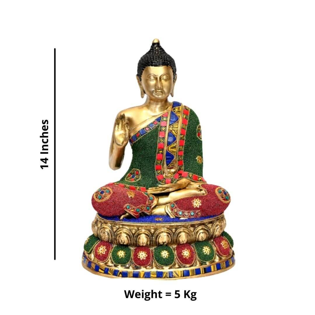 Brass Amogh siddhi Buddha (H 14 Inches, Weight 5 Kg)