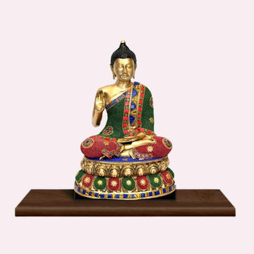 Brass Amogh siddhi Buddha (H 14 Inches, Weight 5 Kg)