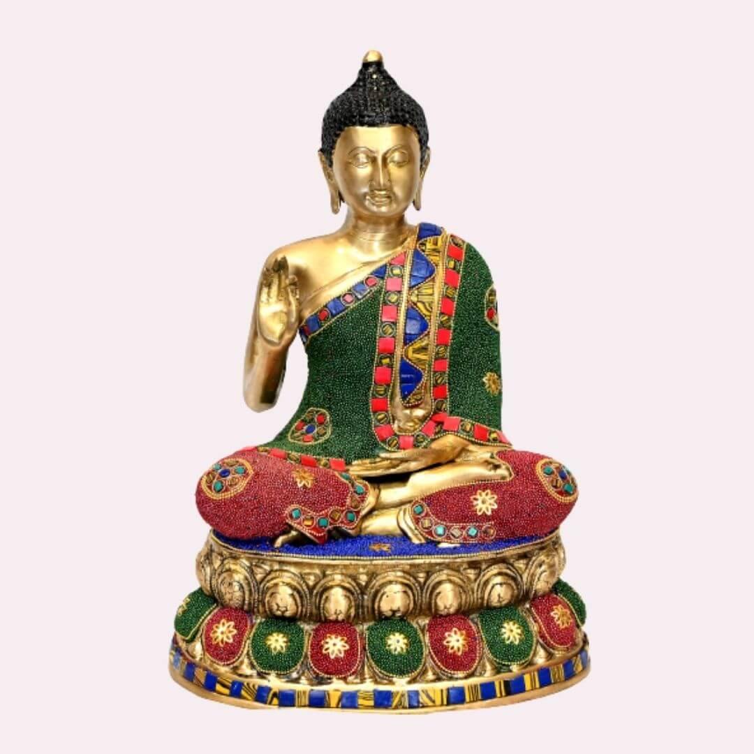 Brass Amogh siddhi Buddha (H 14 Inches, Weight 5 Kg)