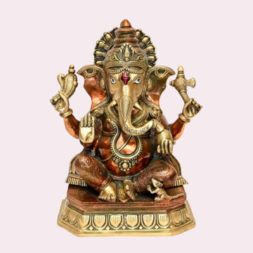 Brass Lalbagcha Ganapati (H 15 Inches, Weight 11.5 Kg)